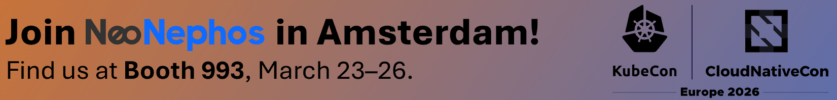 Join NeoNephos at KubeCon CloudNativeCon Europe 2026 in Amsterdam, Booth 993, March 23-26